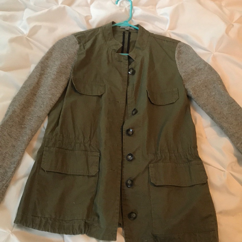 Hunter green and gray jacket